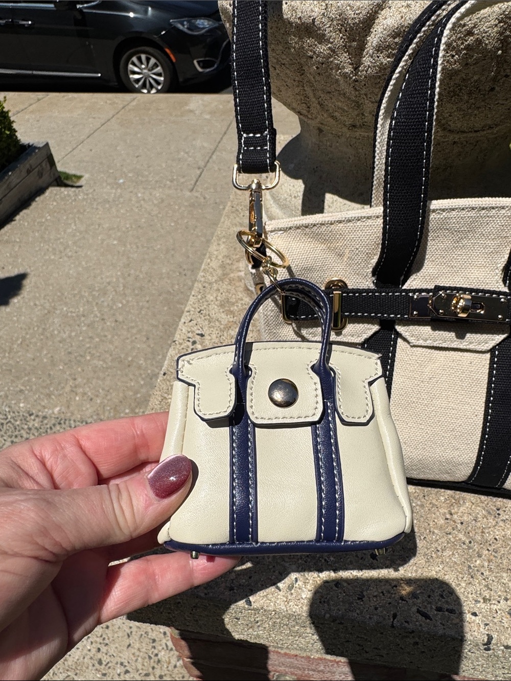 Canvas Mini Tote with Removable Mini Bag - Cream & Black Boatkin Bag NWOT’s - Picture 7 of 16